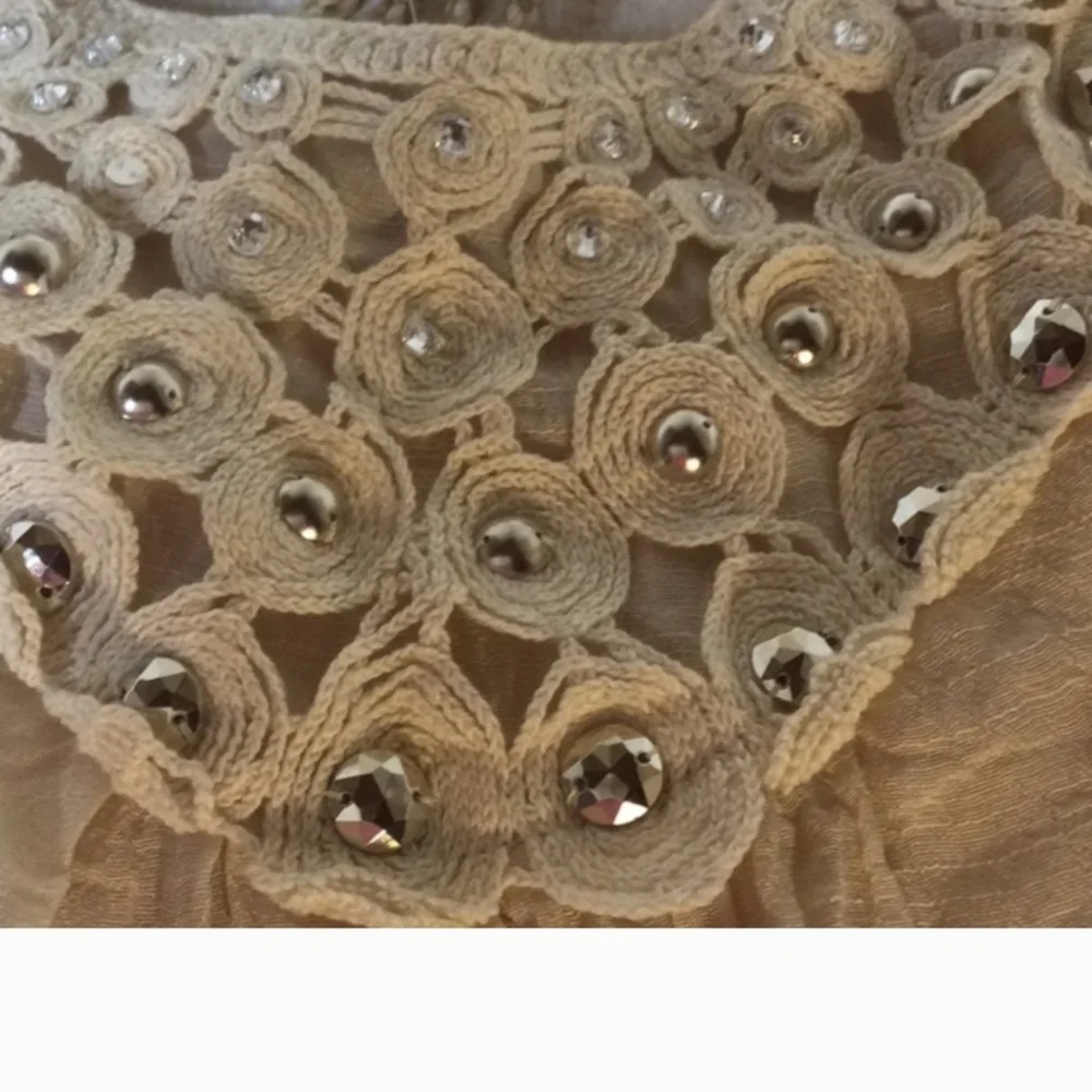 Vintage Cream Color Dress With Silver Bling and layered cascading  material - Picture 2 of 12